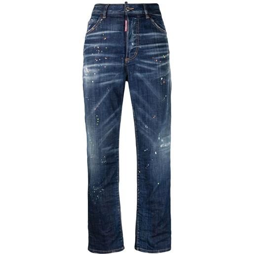 Dsquared2 jeans dritti con effetto vernice - blu
