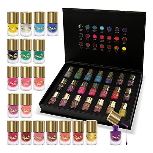 Beauty4Britain set smalto per unghie opaco 18 smalto per unghie diversi colori moderni scatola di lusso nera e oro