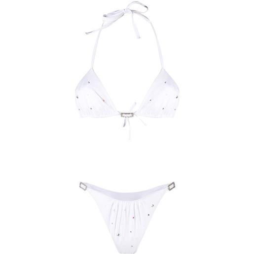 Alessandra Rich set bikini con strass - bianco