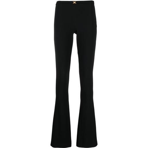 Blumarine pantaloni svasati con fibbia logo - nero