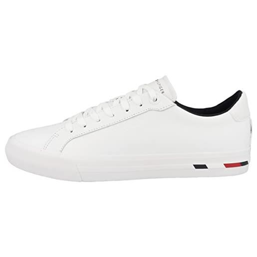 Tommy Hilfiger vulc modern leather fm0fm04314, sneaker vulcanizzate uomo, bianco (white), 44 eu