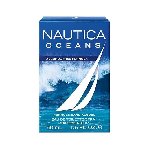 Nautica oceans, eau de toilette spray, profumo uomo con accordi di sale marino e ambra - 50 ml