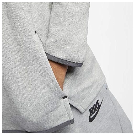 Nike b nsw tch flc ssnl, t-shirt a manica lunga unisex-adulto, dk grey heather/black, l