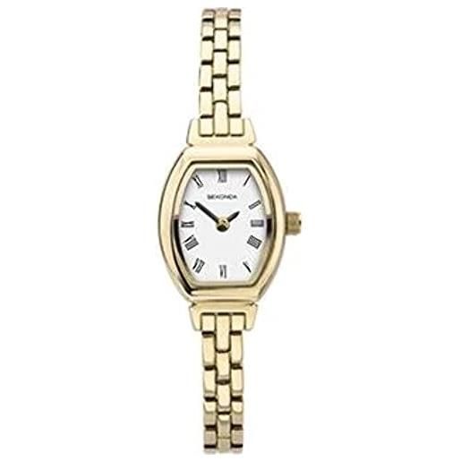 Sekonda orologio al quarzo donna con quadrante bianco analogico e cinturino oro in acciaio inossidabile 2967