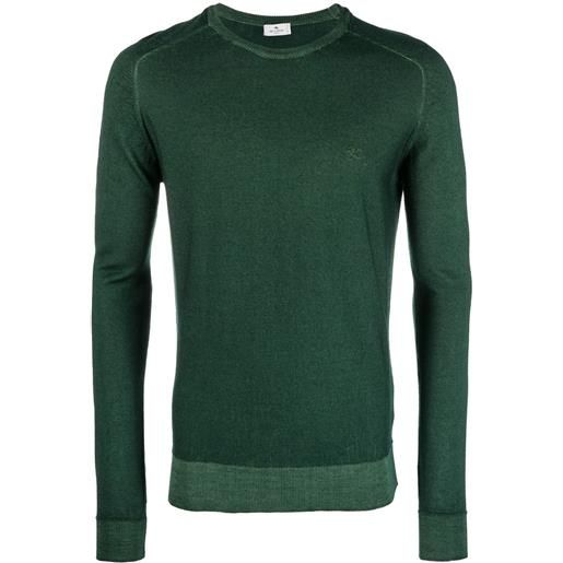 ETRO maglione girocollo con ricamo - verde