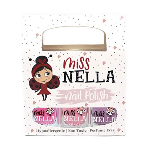 MissNella miss nella bubble gum, pink a boo, cheeky bunny glitter molto brillante, smalto per bimbe a base acqua, formula peel off