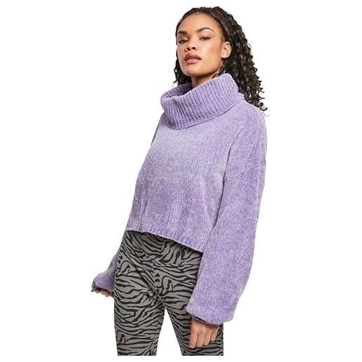 Urban Classics felpa corta da donna in ciniglia con scollo a tartaruga maglia di tuta, lavanda
