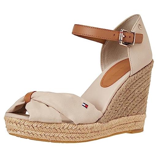 Tommy Hilfiger espadrillas wedge donna tacco a zeppa, beige (stone), 42 eu