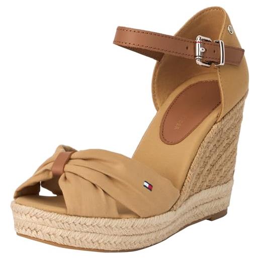 Tommy Hilfiger espadrillas wedge donna tacco a zeppa, beige (stone), 41 eu