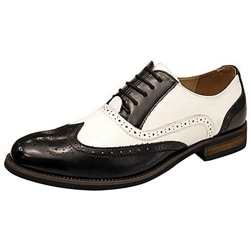 wealsex scarpe stringate brouge uomo bicolori ufficio affari casual abito formale festa di nozze scarpe oxfords (marrone, 39)