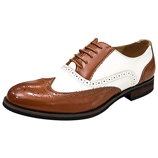 wealsex scarpe stringate brouge uomo bicolori ufficio affari casual abito formale festa di nozze scarpe oxfords (marrone, 44)