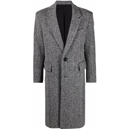 AMI Paris cappotto monopetto con motivo chevron - grigio