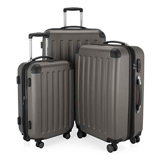 Hauptstadtkoffer - spree - set di 3 valigie, valigie rigide, trolley con 4 doppie ruote, bagaglio da viaggio opaco, set da viaggio, tsa, (s, m e l), graphite
