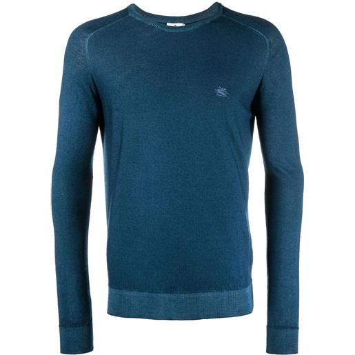 ETRO maglione con ricamo pegaso - blu