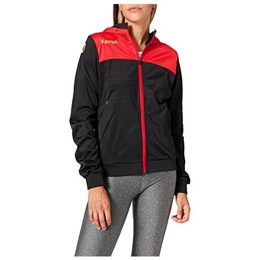 Kempa emotion 2.0 hood jacket, felpa uomo, nero/rosso/giallo, xl