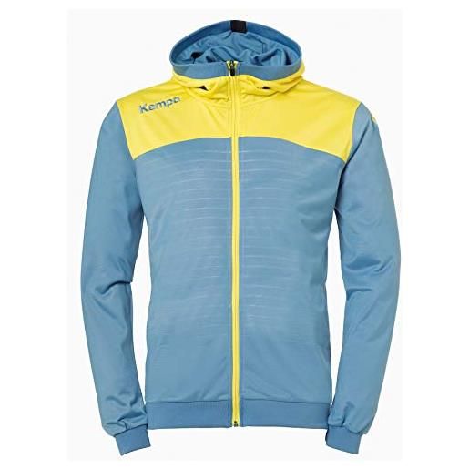 Kempa emotion 2.0 hood jacket, felpa uomo, blu/giallo lime (dove blue/lime yellow), m