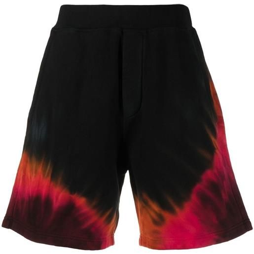 Dsquared2 shorts sportivi con fantasia tie-dye - nero