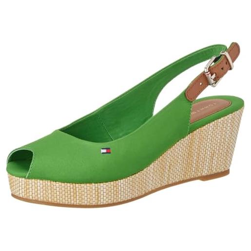 Tommy Hilfiger donna espadrillas wedge iconic elba sling back wedge tacco a zeppa, rosa (whimsy pink), 37