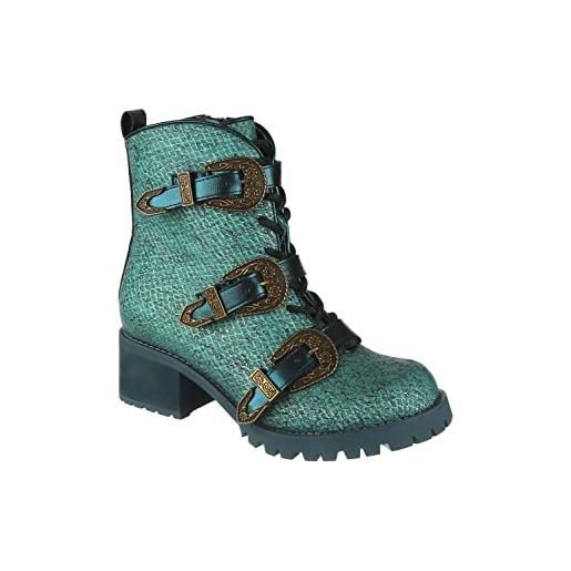Irregular Choice fibbia boost, stivali alla moda donna, verde, 42 eu