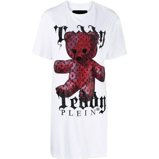 Philipp Plein abito modello t-shirt teddy plein con decorazione - bianco