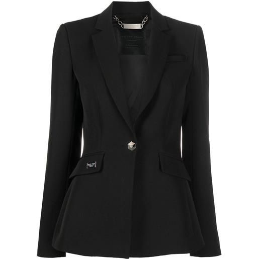 Philipp Plein blazer monopetto con logo di strass - nero