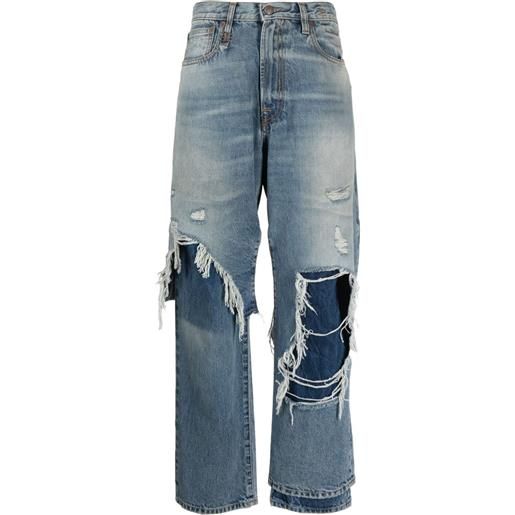 R13 jeans a gamba ampia con effetto vissuto - blu