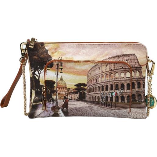 Y Not y-not clutch with pocket con stampa life in rome