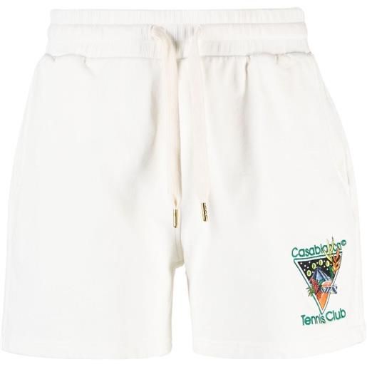Casablanca shorts sportivi con ricamo - bianco