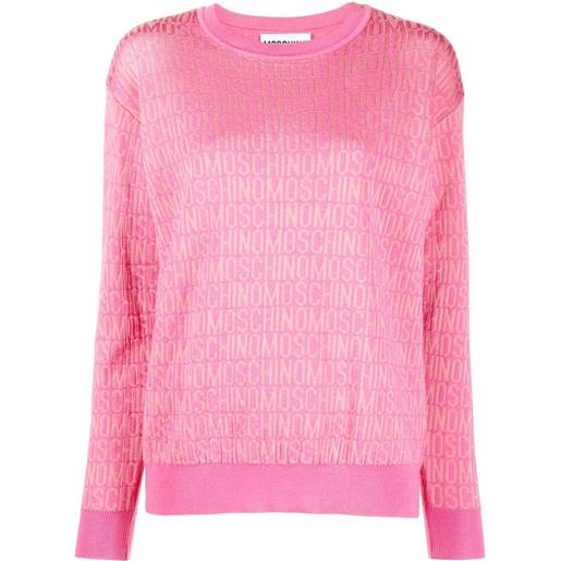 Moschino maglione con logo a intarsio - rosa