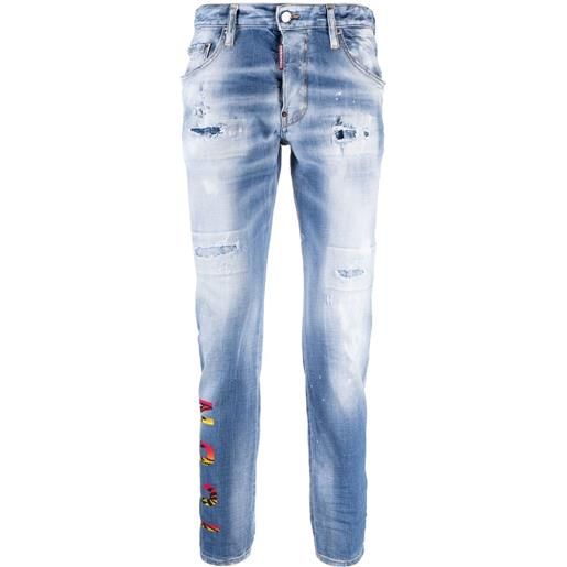 Dsquared2 jeans slim con stampa - blu