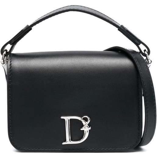 Dsquared2 borsa mini con placca logo - nero