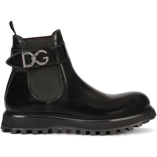 Dolce & Gabbana stivali chelsea con cintura - nero