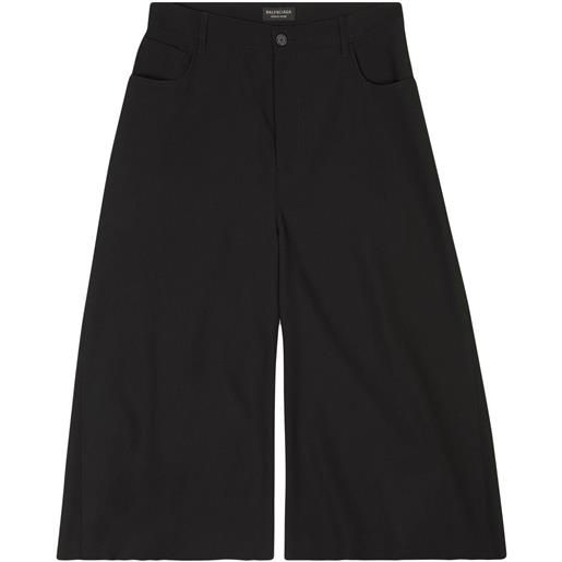 Balenciaga shorts a gamba ampia - nero