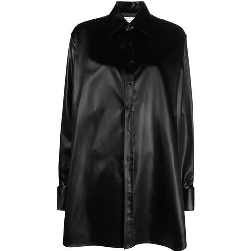 Maison Margiela camicia con maniche lunghe in finta pelle - nero