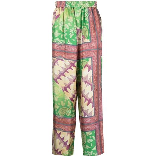 Aries pantaloni con stampa paisley - verde