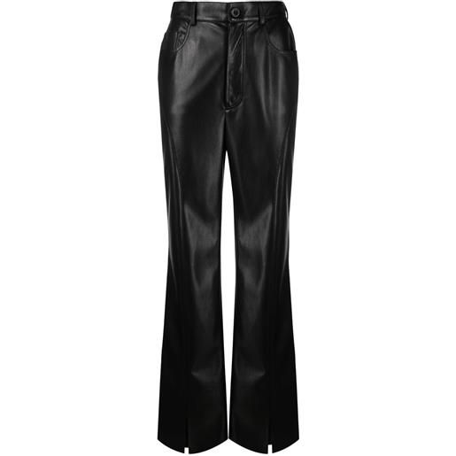 Nanushka pantaloni svasati in finta pelle - nero