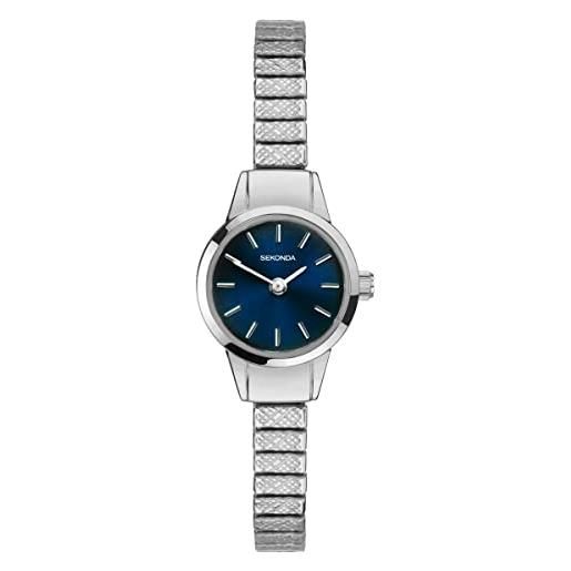 Sekonda orologio analogico al quarzo da donna con quadrante blu e bracciale espansore in argento 40369