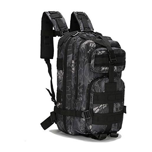 Lilychan zaino tattico esterno zaini militari per escursionismo e trekking per camminate impermeabili 30l (python nero)