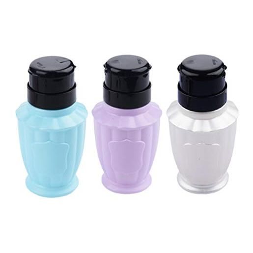 Minkissy 3 pezzi bottiglia a pompa per unghie vuota con chiusura a chiave, per smalto e struccante (colore casuale)