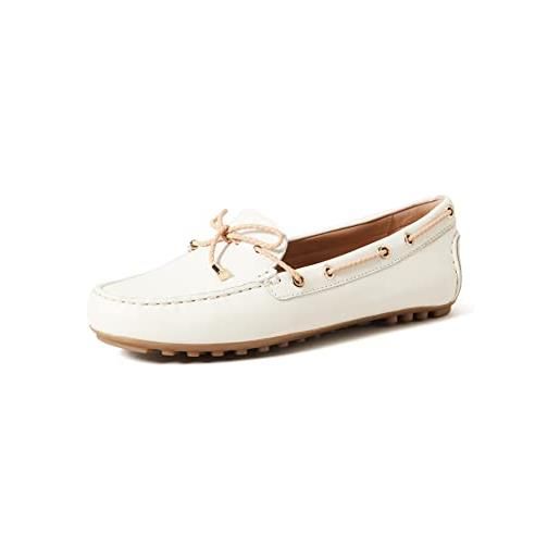 Geox d leelyan c, mocassini donna, marrone bianco caramel white, 38.5 eu