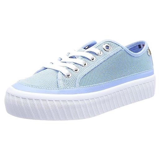Tommy Hilfiger sneakers vulcanizzate donna scarpe, blu (vessel blue), 40 eu