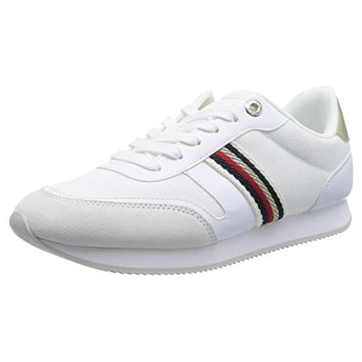 Tommy Hilfiger sneakers da runner donna essential runner scarpe sportive, bianco (white), 41 eu