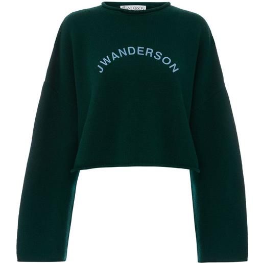 JW Anderson maglione crop con stampa - verde