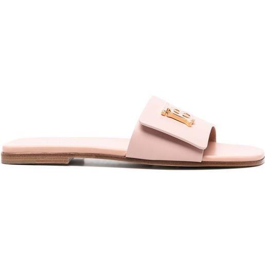 Burberry sandali slides con placca logo - rosa