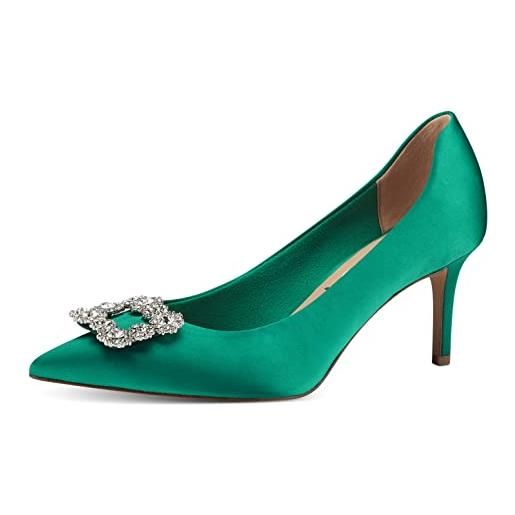 Tamaris donna 1-1-22430-20, scarpe con tacco, green satin, 36 eu