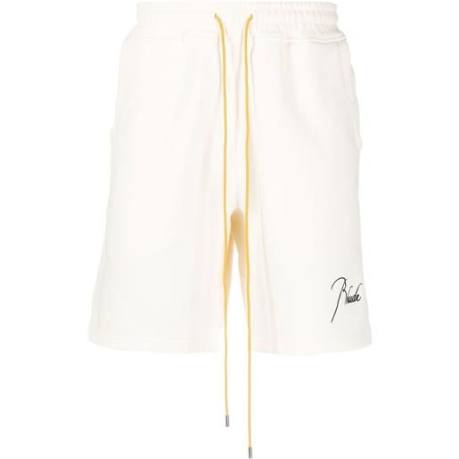 RHUDE shorts sportivi con ricamo - bianco