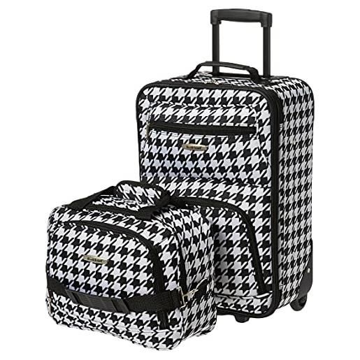 Rockland set di bagagli verticali softside di modo, nero e bianco, 2-piece set (14/19), set di bagagli verticali softside di modo