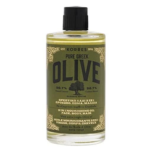 Korres olive 3 in 1 olio nutriente viso, corpo, capelli - 100 ml. 