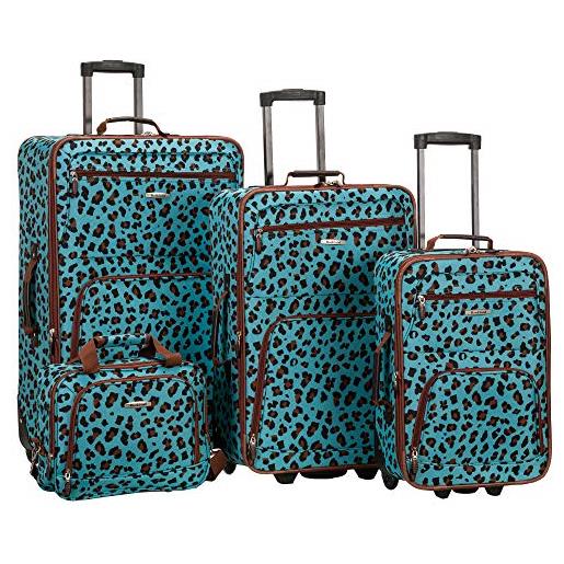 Rockland set di valigie da 4 pezzi, taglia unica, set da 4 pezzi, blu leopardato. , taglia unica, jungle softside - set di valigie verticali