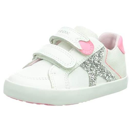 Geox b kilwi girl a, sneakers bambine e ragazze, bianco/rosa (white/fluofuchsia), 27 eu
